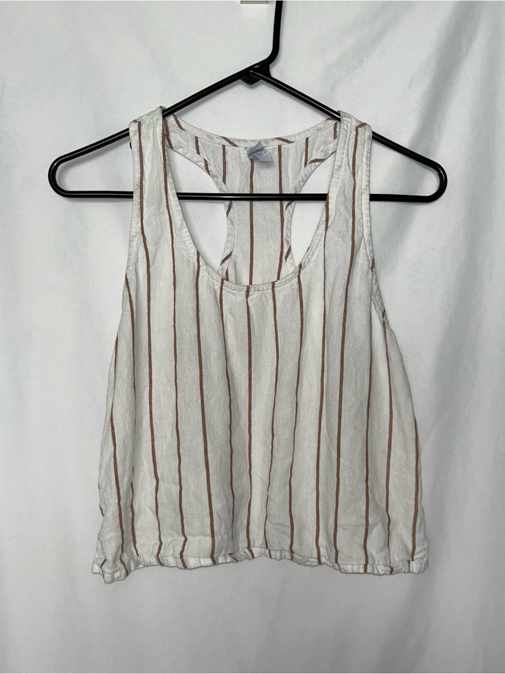 stars above White Tank Top with Brown Vertical Stripes